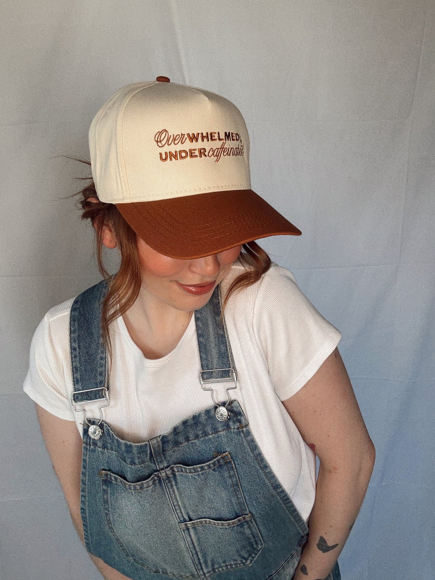 Overwhelmed & Under Caffeinated Trucker Hat